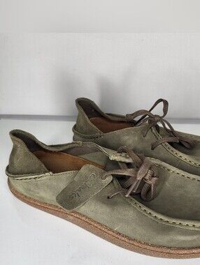 Clarks Men's Pilton Wallabee Shoes Dark Olive Nubuck Size 8
